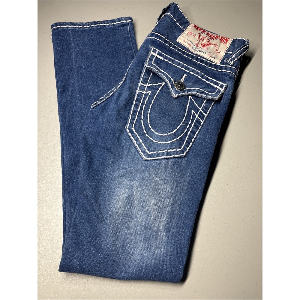 VTG Y2K True Religion Billy Super T Jeans 34 Made In USA Blue Denim Bootcut